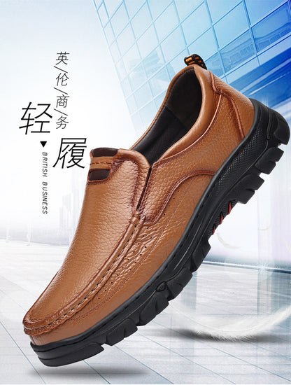 Spring and Autumn New Top Layer Cowhide Business Fashion All-match Men's Casual Leather Shoes Soft Bottom Driving Lazy Shoes