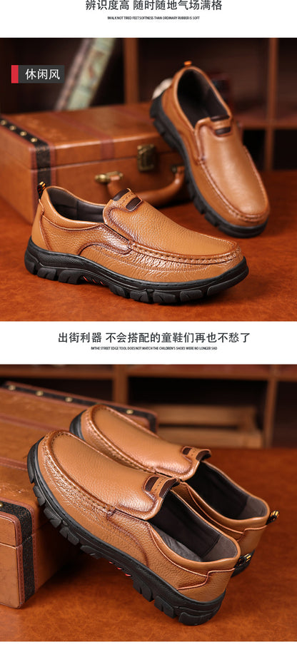 Spring and Autumn New Top Layer Cowhide Business Fashion All-match Men's Casual Leather Shoes Soft Bottom Driving Lazy Shoes
