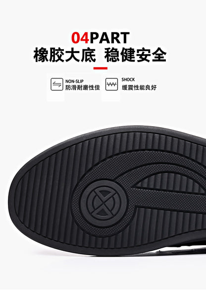 Rubber Soft-Soled Men's Shoes Spring New Style Black Breathable Leather Shoes Men's Round-Toe Versatile Lace-Up Casual Shoes Men's Wholesale