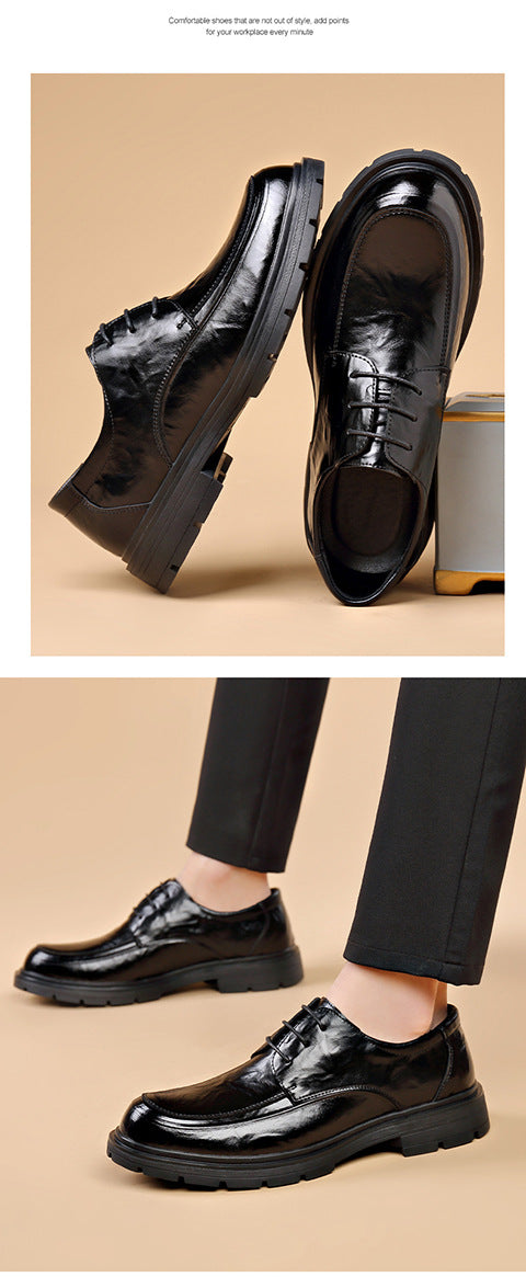 High-Quality Business Casual Leather Shoes for Men in Spring and Summer New Style Comfortable Soft-Soled Work Leather Shoes Lightweight British Loafers