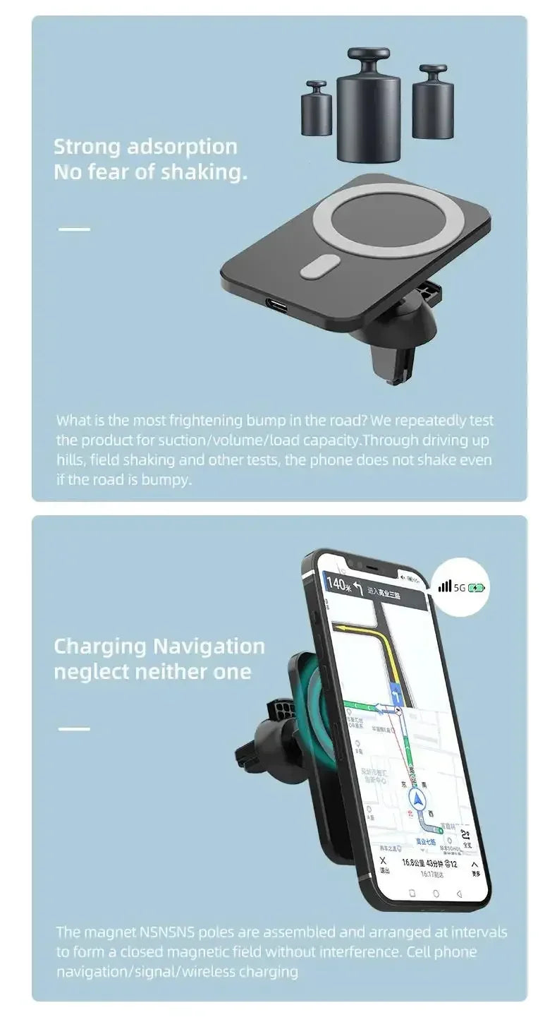 15W Magnetic Wireless Car Charger Mount