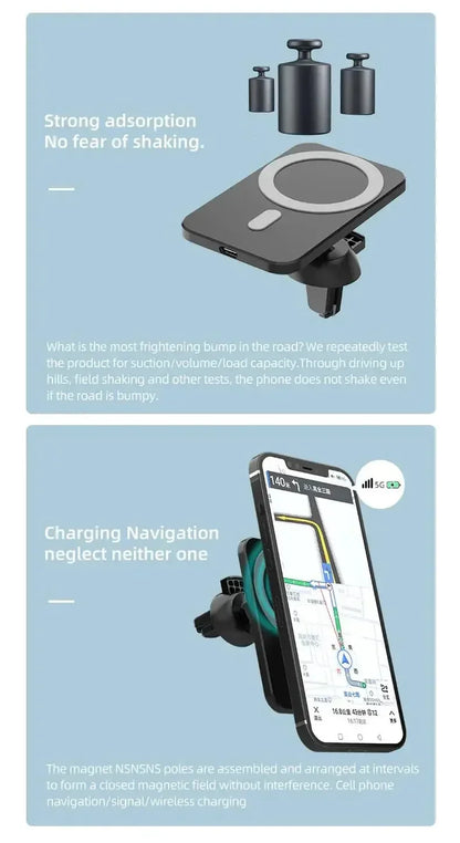 15W Magnetic Wireless Car Charger Mount
