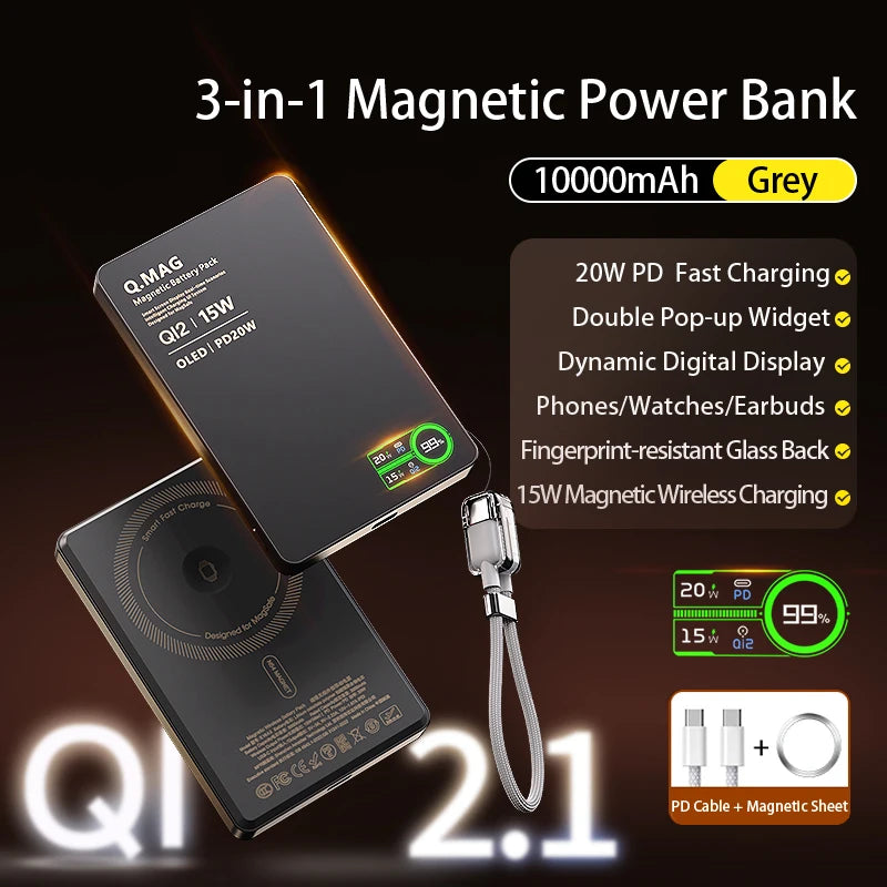 Magnetic Wireless Power Bank – 5000mAh or 10000mAh