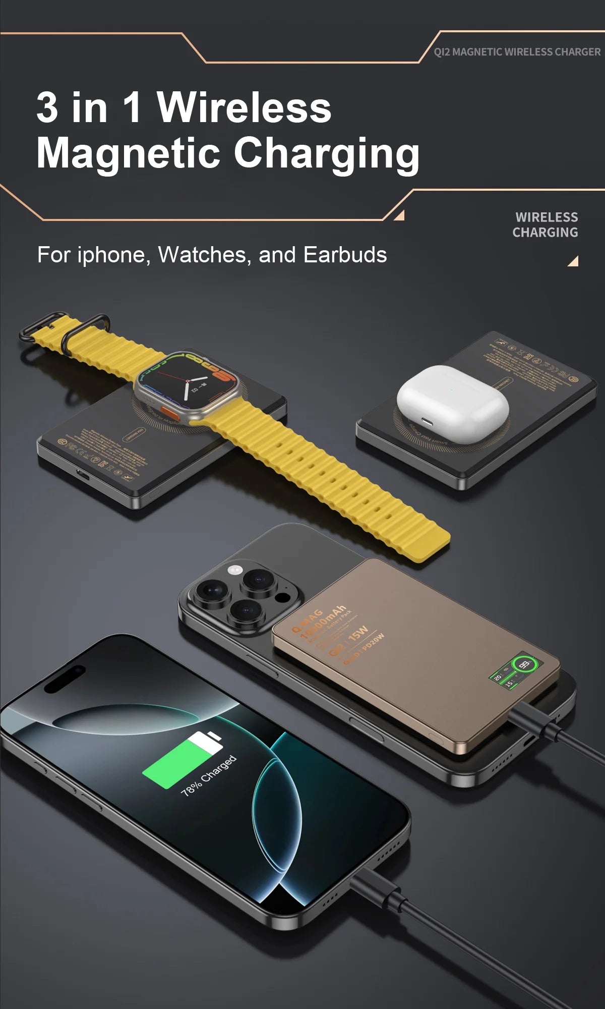 Magnetic Wireless Power Bank – 5000mAh or 10000mAh