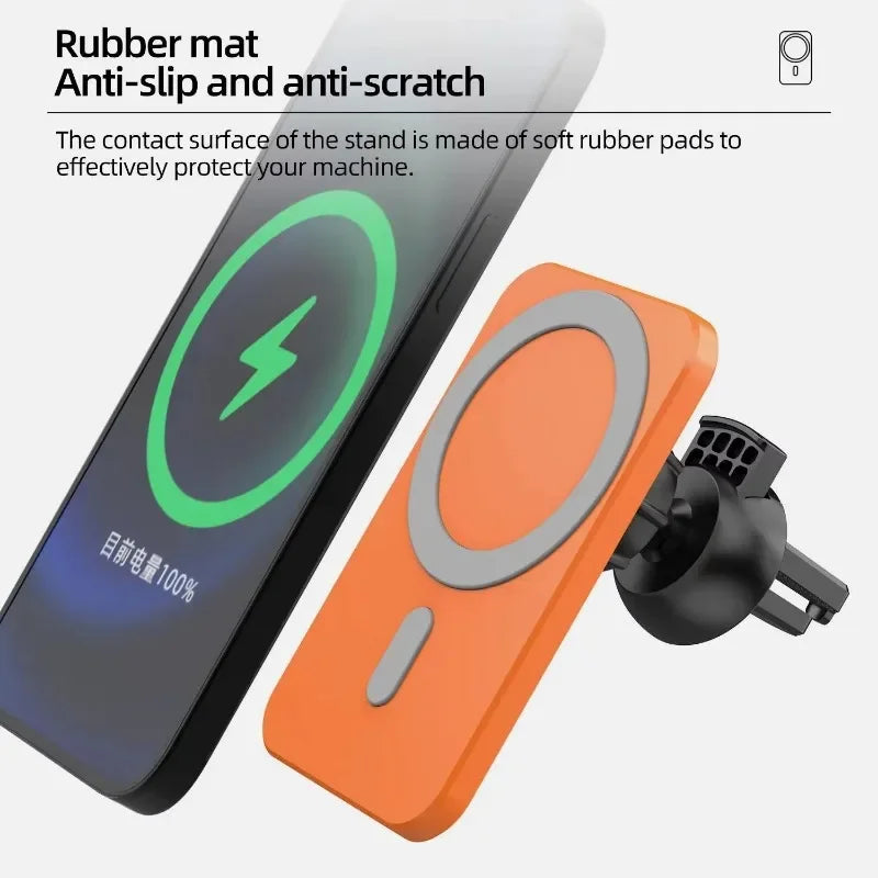 15W Magnetic Wireless Car Charger Mobile Phone Magsafing Wireless Charger Car Mount Magnetic Holder for IPhone Car Charging