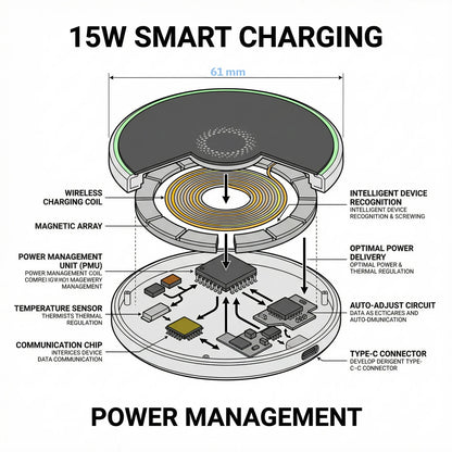 Powerful Magnetic Car Wireless Charger Mount, 15W Fast Charging, N52 Magnets, 360° Rotation, Ring Light, for iPhone & Android