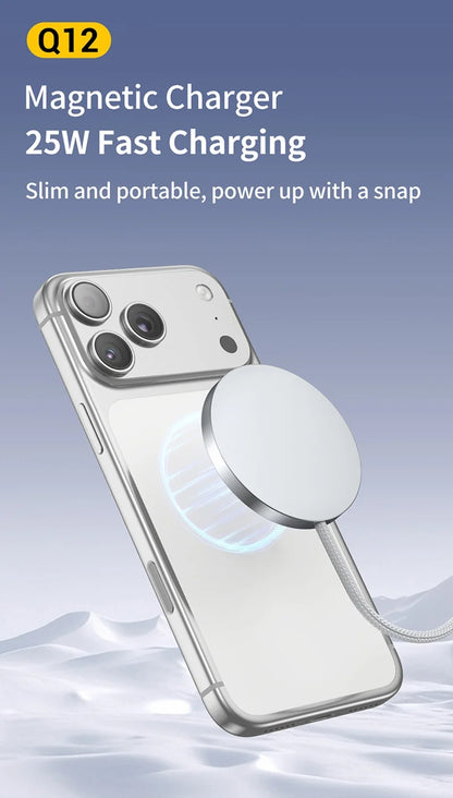 New Magnetic Wireless Charger 25w Ultra-thin Design Qi2 Certified Low-temperature Fast Charging Suitable For iPhone 15/14/13/12