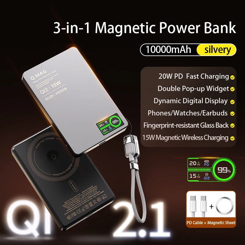 Magnetic Wireless Power Bank – 5000mAh or 10000mAh