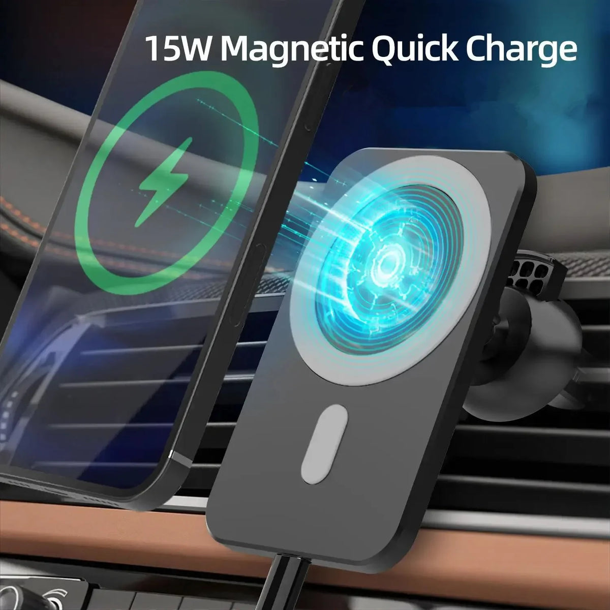 15W Magnetic Wireless Car Charger Mobile Phone Magsafing Wireless Charger Car Mount Magnetic Holder for IPhone Car Charging