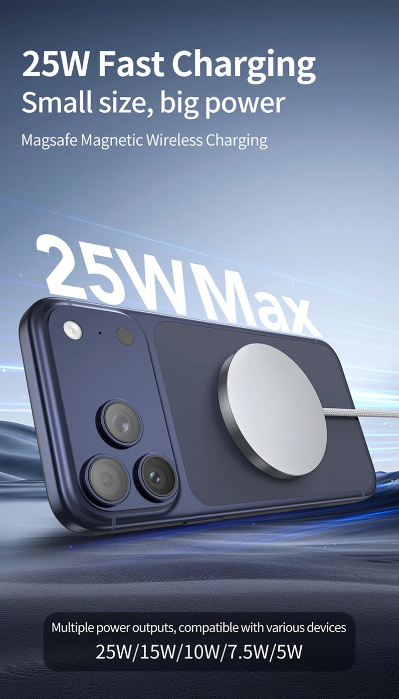 New Magnetic Wireless Charger 25w Ultra-thin Design Qi2 Certified Low-temperature Fast Charging Suitable For iPhone 15/14/13/12
